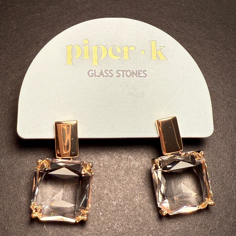 Piper Gold and White Modern Drop Earrings - Picture 6 of 6